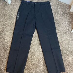 Croft & Barrow Easy Care khaki Classic Fit Flat Front Mens Black Pants 36x32 NWT